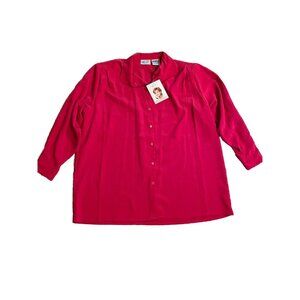 Kathie Lee Woman Pink Button Shirt Plus Shirt Designer Fashion Hip Chic Sz 24W